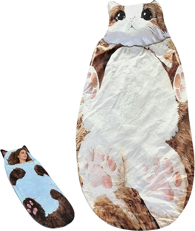 Cats Envelope Sleeping Bag Fluffy Cat Sleeping Bag for Adults Adorable Washable Envelopes Bedding for Camping Lounging