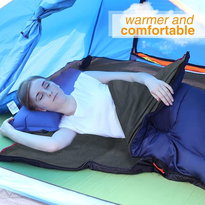 REDCAMP Cotton Flannel Sleeping Bag for Camping Backpacking Adults Cold Weather Envelope Sleeping Bags with 2/3/4/6lbs Filling
