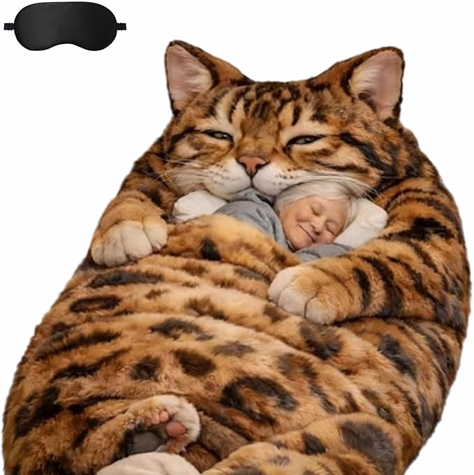 Cat Sleeping Bag Cat Sleeping Bag for Human Cat Shaped Plush Floor Lounger for Adults for Indoor Use or Camping
