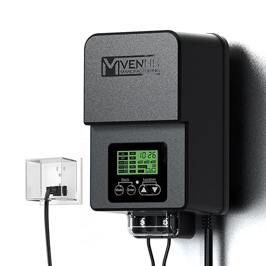 VENUS MANUFACTURING Outdoor Low Voltage Transformer 200W Landscape Lighting Transformer with Timer and Built-in Photo Sensor 120V AC to 12V-15V AC for LED Spotlight Pathway Garden Lighting