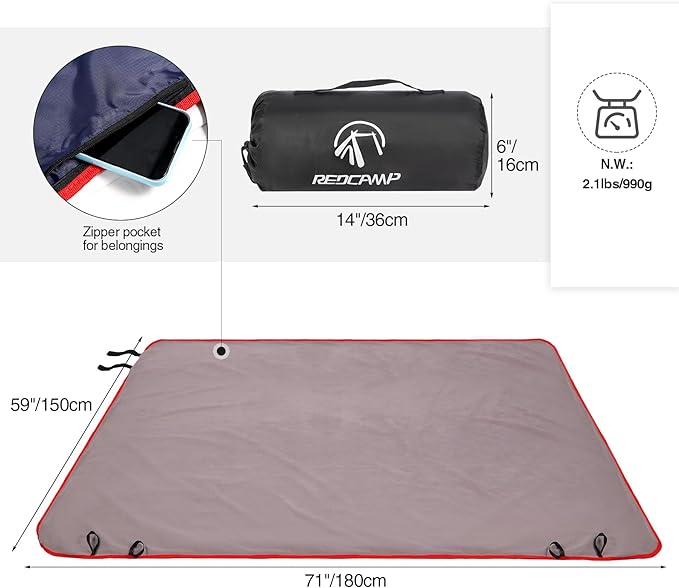 REDCAMP Large Waterproof Stadium Blanket for Cold Weather Soft Warm Fleece Camping Blanket Windproof for Outdoor Sports 71x59 Dark Blue/Grey