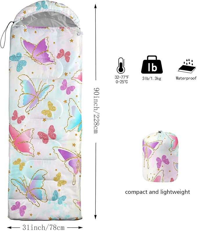 AILONEN Cute Frog Green Camping Sleeping BagLightweight &amp Waterproof3 Season Warm &amp Cool WeatherTravel Portable Compression with Compact Carrying Bag for Kids Girls Adults