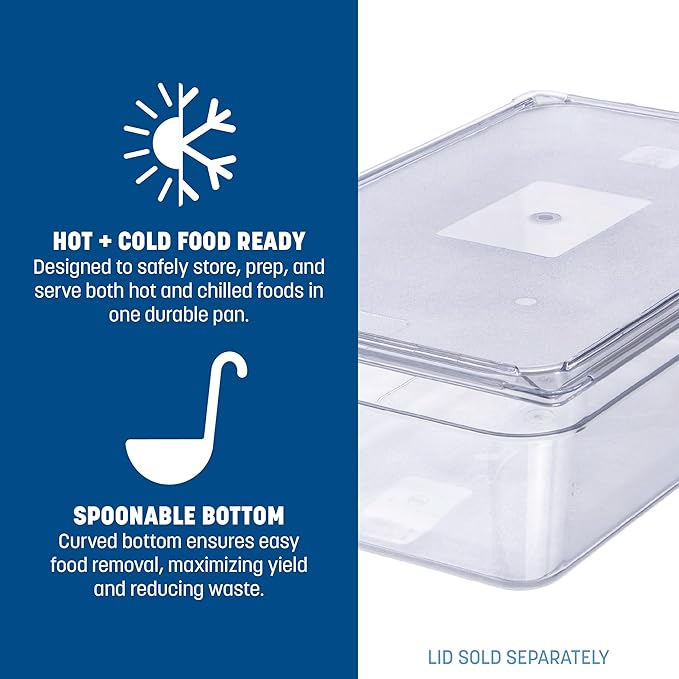 Carlisle FoodService Products Storplus Full-Size Plastic Food Pan for Catering Buffets and Restaurants Polycarbonate 6 Inches Deep Clear (Pack of 6)