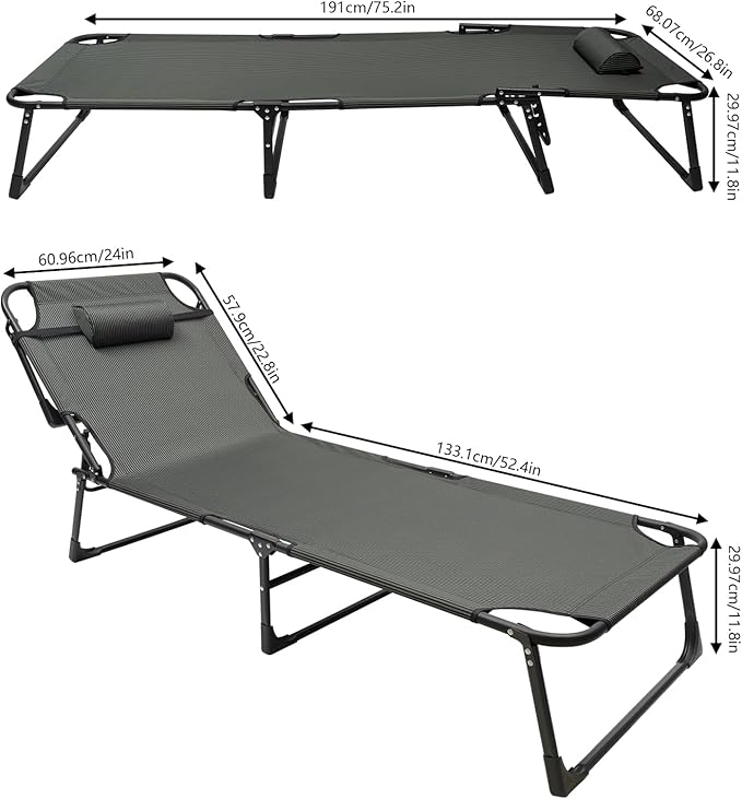 Folding Chair Leisure Chair Suitable for Outdoor Camping Folding Bed-Green