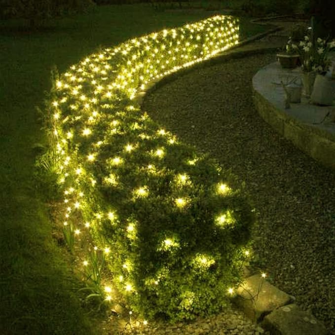 Led Christmas Net Lights for Bushes 132 Led 6ft x 6ft Christmas Net Lights Outdoor Mesh Tree Trunk Green Wire Christmas Decorations for BushesTreeShrubsXmas(Warm White)