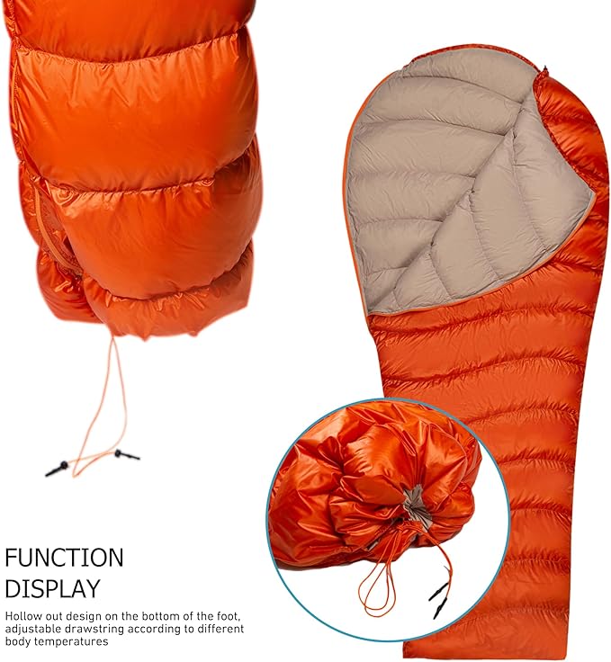 Down Sleeping Bag Ultralight Mummy Backpacking Sleeping Bags for Adults Camping Hiking Outdoor with 600 Fill Power Duck Down