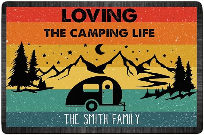 Personalized Into The Forest We Go to Lose Our Minds Find Souls Doormat - Family Name Camping Door Mat RV Accessories for Inside Outside Travel Trailers Funny Campsite Decorations 16 x 24 inches
