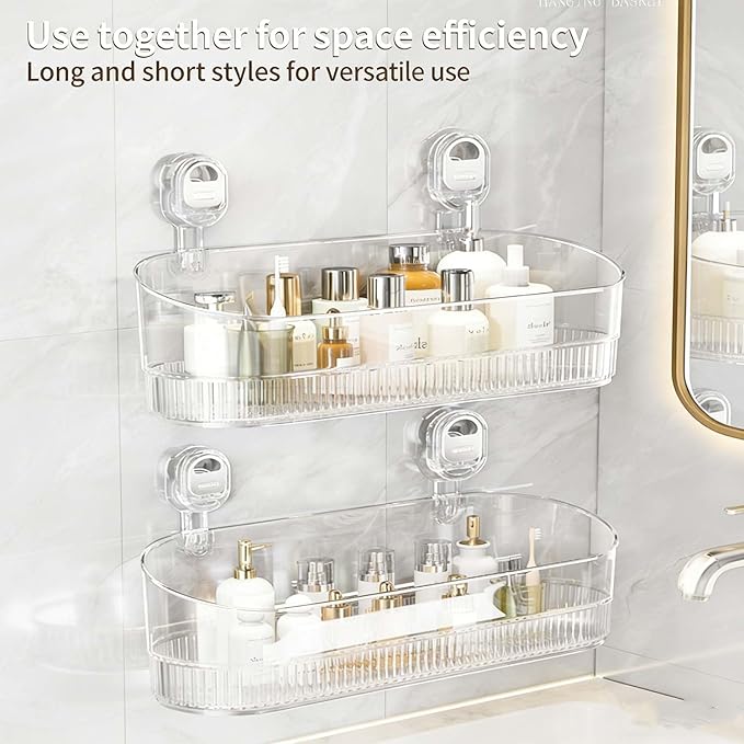 No Drill Bathroom Drain Rack 2026 New No-Drill Bathroom Suction Storage Box – Large Capacity &amp Strong Load-Bearing With Drain Holes For Shower Kitchen Organizer (Gold 2pc)