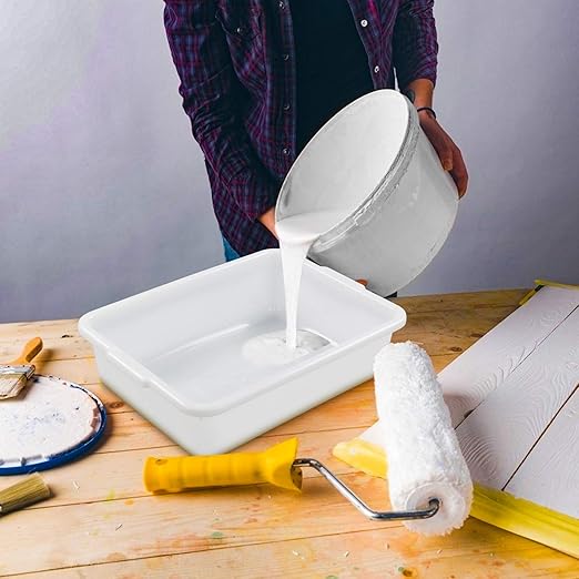 White Small Plastic Bus Pans 4 Packs Food Service Bus Tubs 8 Liters