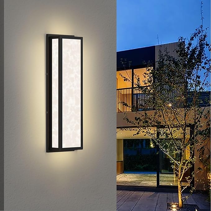 Outdoor Wall LightLED 26W Modern Exterior Lighting Fixture with Resin Shade24.8in Rectangle Waterproof Porch Sconce IP65 for GarageFront DoorPatio