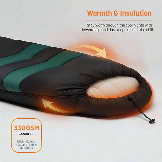 Sleeping Bag with Built-in Pad (AirPack Sleeper) - All-in-One Inflatable Sleeping Pad and Zip-Up Blanket for Camping with Built-in Foot Pump (Black/Green) 80×30