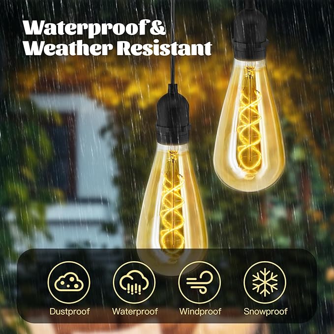 Hanging Solar Lights Glass Edison Bulbs Solar Powered Lantern