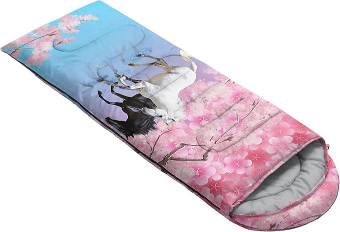 QOOMO Axolotl Cute Camping Sleeping Bags3 Season Warm &amp Cool WeatherLightweightWaterproof Sleeping Bags for Adults &amp KidsTravelingand Outdoors