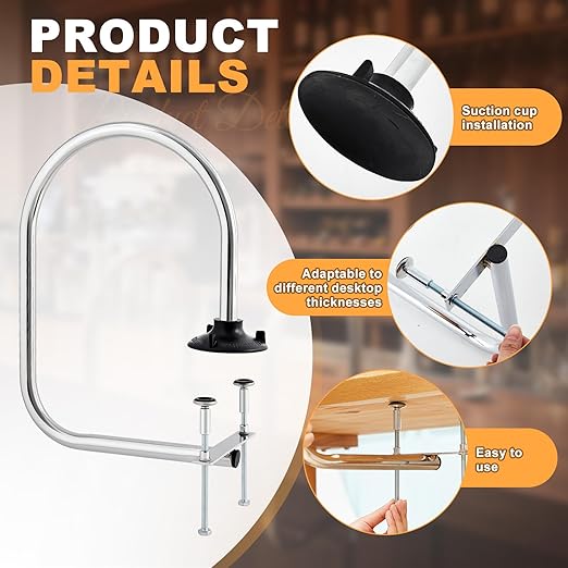 2 Pack Service Rail Single Arm Bar Service Rail Waitress Stall Silver Chrome Finish Tubing Area for Waitstaff to Retrieve Drinks Avoid a Busy and Hectic Crowd for Staff
