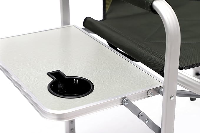 1-Piece Padded Folding Outdoor Chair with Side Table Lightweight Oversized Design for Camping Picnics and Fishing Green