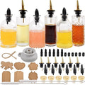ChezMax Syrup Dispenser Bottles Set of 6 Simple Syrup Bottle for Coffee Bar Accessories 5oz &amp 7oz Glass Coffee Syrup Dispenser Syrup Containers for Maple Honey Syrup Oil Metal Pour Spouts &amp