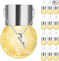 MAXvolador 12-Pack Hanging Solar Lights Decorative Cracked Glass Ball Light Solar Powered Waterproof Globe Lighting for Garden Tree(Warm White)