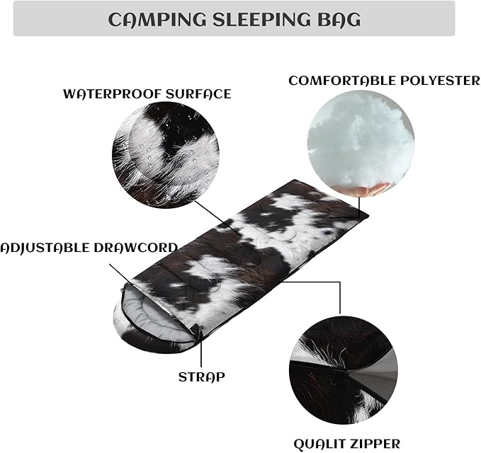 Sleeping Bags for Adults and Kids3D Printing Camping Sleeping Bag for Girls Boys Lightweight Waterproof Cold/Warm 3-SeasonOutdoor Travel with Compression Bags