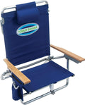 Tommy Bahama 5-Position Classic Lay Flat Folding Backpack Beach Chair Polyester Navy