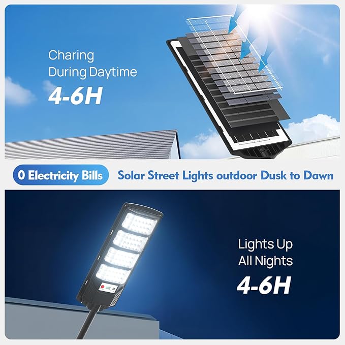 Solar Street Light Outdoor Waterproof Motion Sensor Solar Powered Light Dusk to Dawn LED Solar Parking Lot Flood Light for Outside Yard Garden Path-2PC