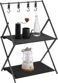Navaris Camping Kitchen Station - Lightweight Durable &amp Foldable Camp Table - Pop Up Outdoor Folding Tables Ideal for Beach Picnic &amp Tailgate Use - Portable 2-Tier Cooking Shelf