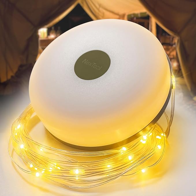 Camping Lights String Christmas: Outdoor String Light with 5 Lighting Modes - Quick 30s Recovery Durable and Waterproof - USB Charging - Portable Camping Lights for Yard/Hiking (32.8ft)