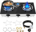 Propane Gas Cooktop3 Burners Gas Stove portable 0.28Tempered Glass Auto Ignition Camping 3 Burner LPG for RVApartmentsOutdoor
