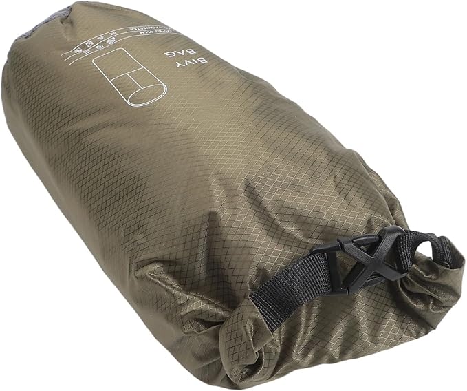 Lightweight Bivy Sack for Camping Waterproof Ultralight Sleeping Bag with Ventilation 70D Ripstop Nylon Heat Reflective Coating 87 Inch Long(Green)