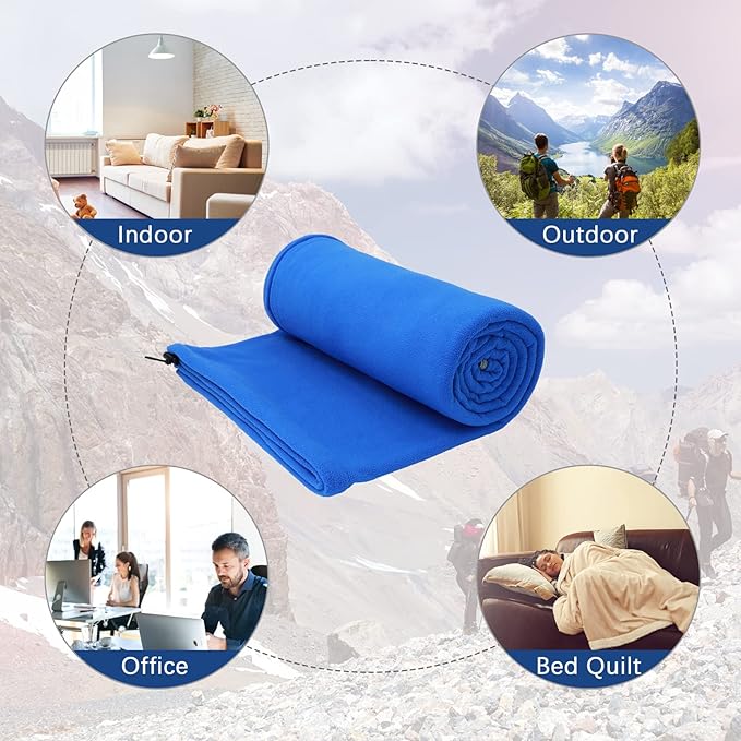 Fleece Sleeping Bag Liner 75 Long Zipper Microfiber Fleece Travel Single Sleeping Bag Camping Blanket Indoor Outdoor Blanket for Adults &amp Children