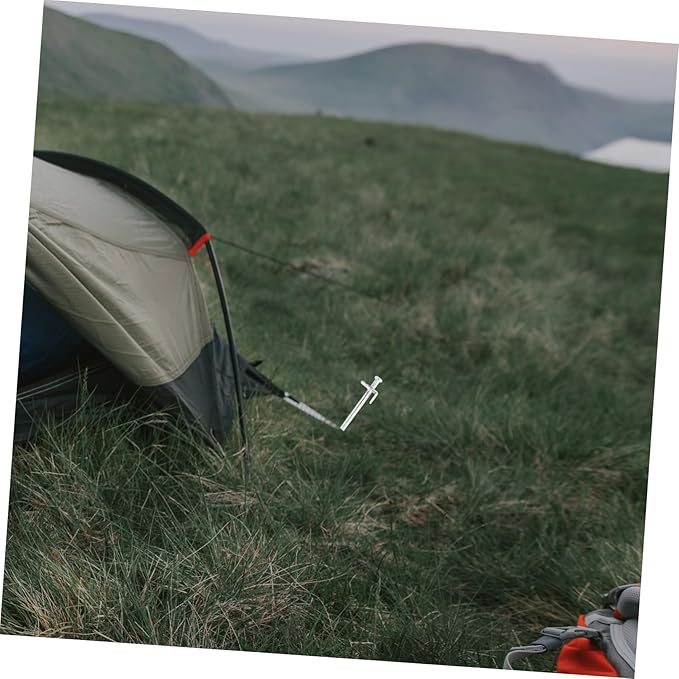 Yardwe 4Pcs Metal Ground Stakes for Gardening Durable Tent Pegs for Securing Tarps Sunshade Nets and Garden Cloth Heavy Duty and Bend Resistant for Outdoor Use