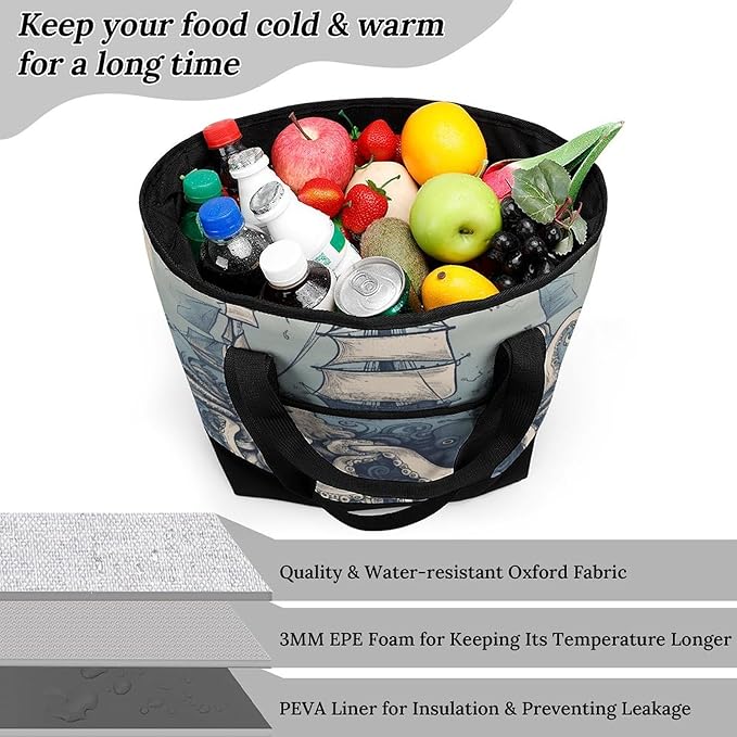 Insulated Shopping BagLarge Reusable Cooler Bags And Friends Printed Foldable Shopping BagTravel Waterproof Shoulder Bag
