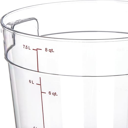 Carlisle FoodService Products Storplus Round Food Storage Container with Stackable Design for Catering Buffets Restaurants Polycarbonate (Pc) 8 Quart Clear
