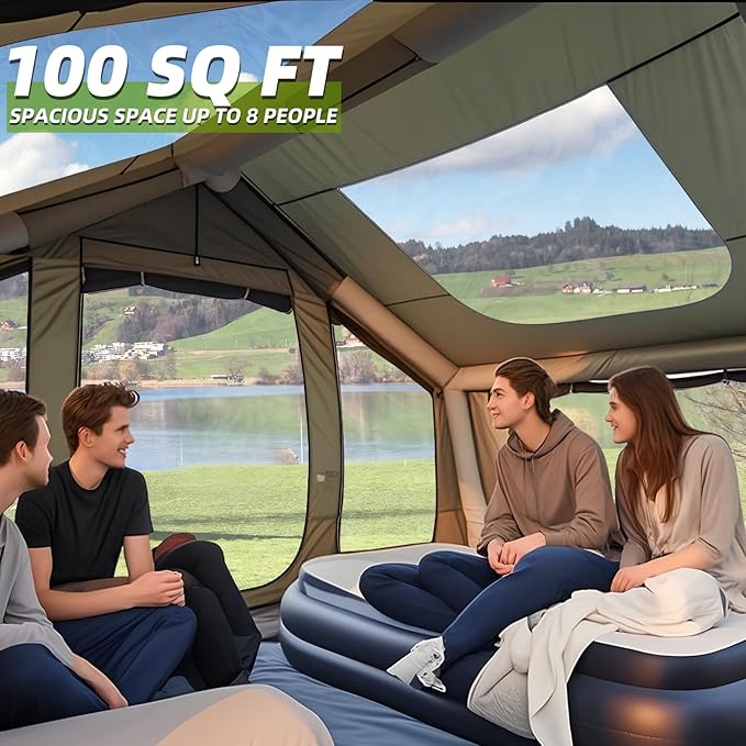 YOLENY 4-6 Person Glamping Tent with Clear Skylight Pump &amp Stove Jack 97 SFT Spacious Large Tents for Outdoor Camping 4 Season Water-Resistant