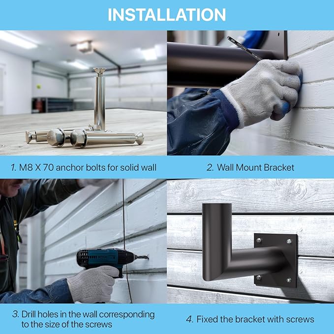 HYPERLITE Wall Mount Bracket: 90 Degree for Parking Lot Light - L Shape Bracket for 2 3/8 inch Slip Fit Lights Lighting Mounting Bracket Extension Pole for LED Shoebox Area Lights Street Pole Light