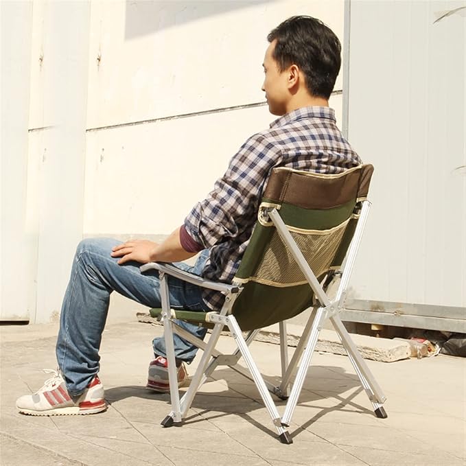 Outdoor Aluminum Alloy Folding Fishing Chair for Beach Camping and Nap Portable Lounge Chair for Leisure and Back Support