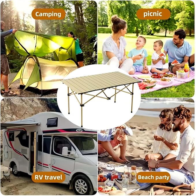 Folding Camping Table Portable Beach Tablewith Portable BagSuitable for Indoor Outdoor Camping Backyard Party Patio The Yellow Camping Table at The Beach