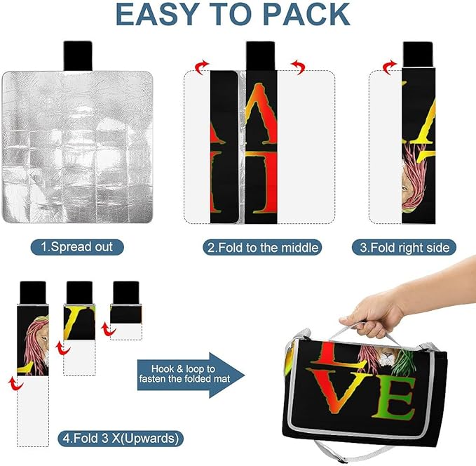 Reggae Lover Love Regga Music Waterproof Outdoor Picnic Blanket Sandproof Beach Mat for Camping Hiking Grass Travelling
