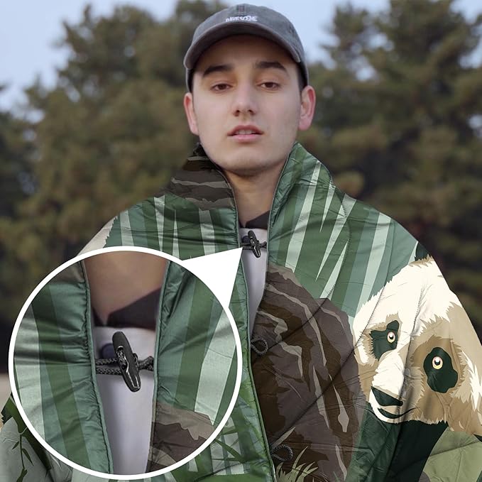 Camping Blanket Puffy - Outdoor Stadium Blanket Wearable Lightweight Packable Machine Washable Camping Quilt for Traveling Picnic Beach Party