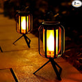 Solar Lanterns Outdoor Waterproof Garden Decor (2 Pack) Flickering Flame Hanging Solar Lights with Tripod Decoration Outside for Yard Patio Backyard Garden Ideal Gifts for Women Mom Grandma