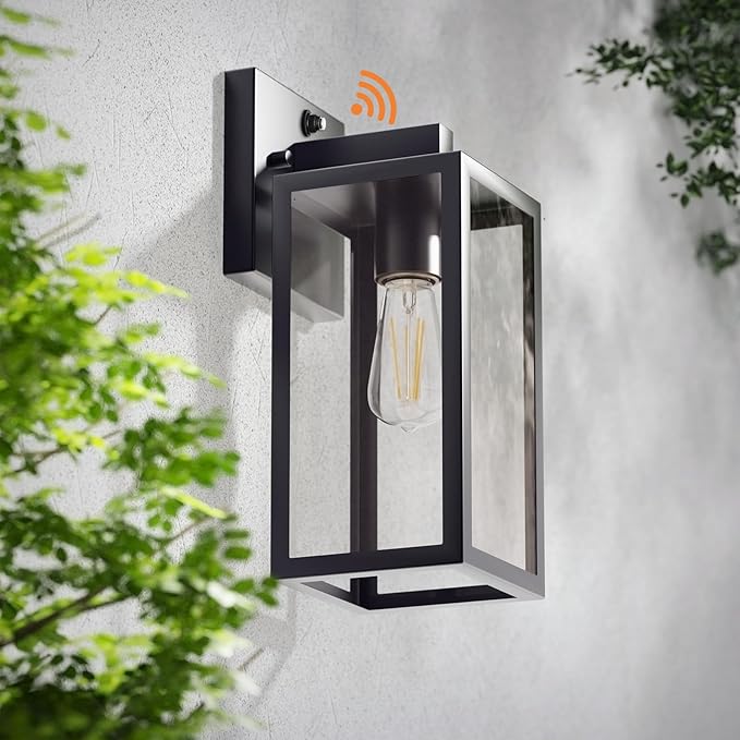 Kalium Dusk to Dawn Porch Outdoor Light Wall Light Fixtures Waterproof Exterior Wall Sconce Light Fixture with E26 Base for Patio Entryway Hallway (Bulb not Included)
