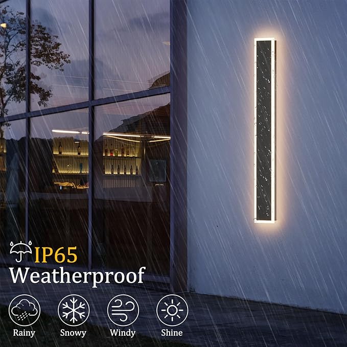 47.2Inch Modern Outdoor Lights IP65 Waterproof Exterior Linear Sconce Long Outdoor Porch Lights 3000K for Courtyard House(5.9in Wide)