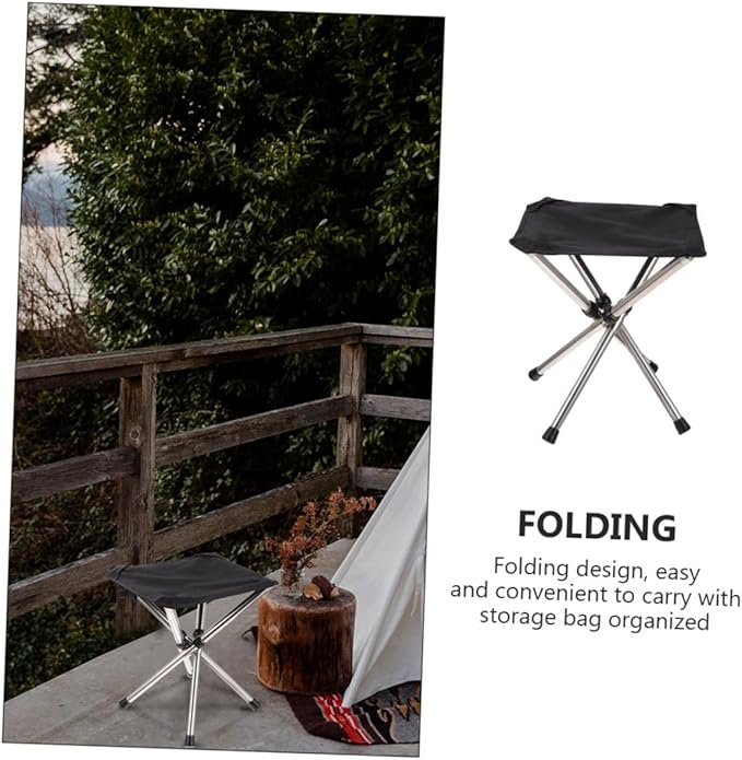 Happyyami 1set Portable Folding Stool Lightweight Outdoor Camping Chair Compact Space-Saving Design for Fishing Picnics and to Carry for Outdoor Activities