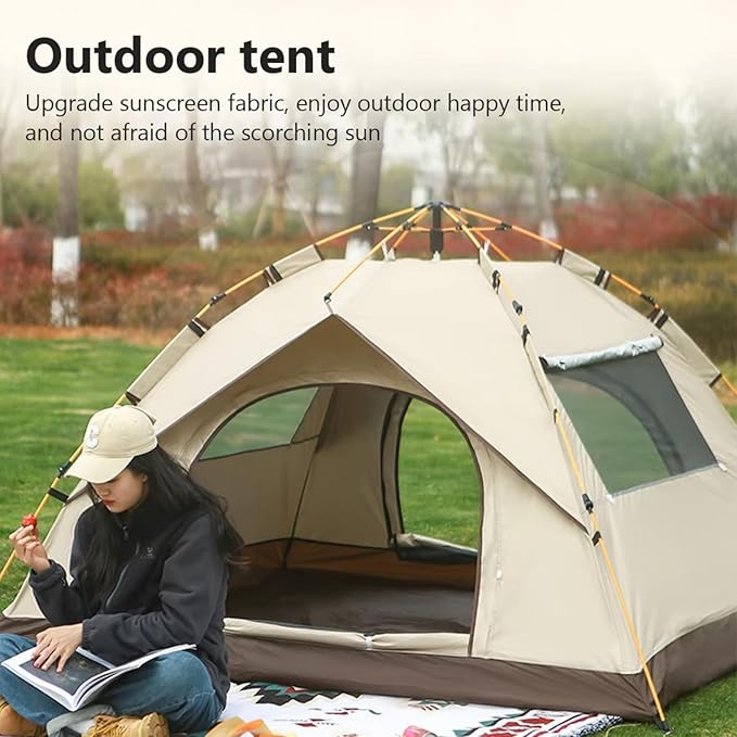 2 Person Tent for Camping Instant Pop Up Camping Tent with Screen Porch Family Tent for Outdoor/Hiking/Traveling with Tote Bag Camp Dome