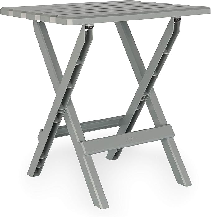 Camco 51692 Gray Large Adirondack Portable Outdoor Folding Side Table Perfect for The Beach Camping Picnics Cookouts and More Weatherproof and Rust Resistant