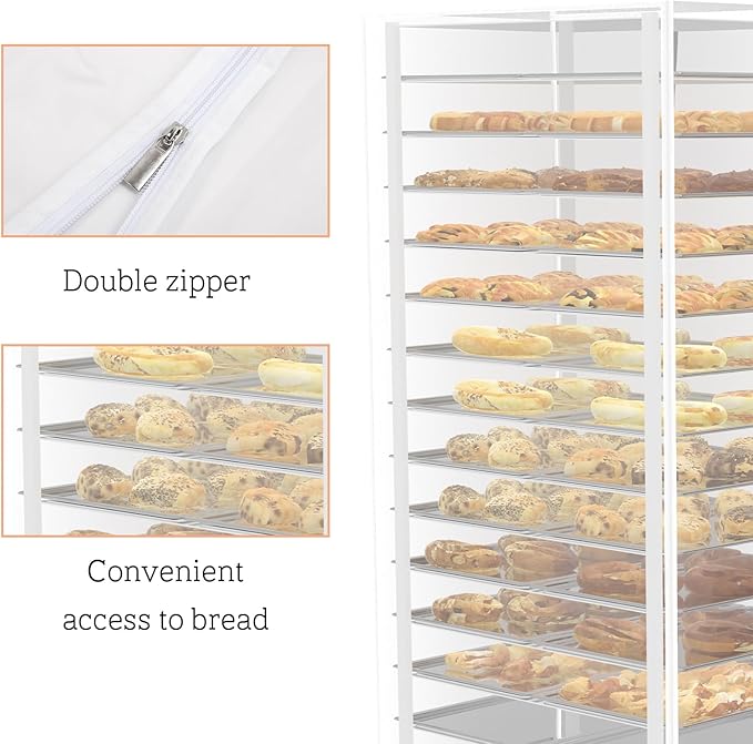 Bun Pan Rack Cover Waterproof and Dustproof Bread Rack Cover Clear Bakers Rack Covers for Home Kitchen Restaurant Bakery 28 L x 23 W x 61 H