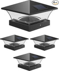 Davinci Lighting Classic Solar Outdoor Post Cap Lights - 4x4 5x5 6x6 - Bright LED Light for Fence Deck Garden or Patio Posts - Slate Black (4 Pack)