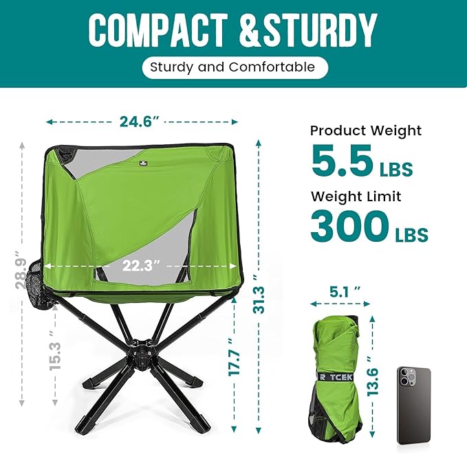 Adjustable Portable Camping Chair RiseLite Lightweight Compact Folding Chair for Adults Collapsible Camp Chairs That Folds Up Small Easy Carry for Travel Outdoor Sports Backpacking Hiking