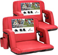 Sportneer Stadium Seats with Back Support: 2.5'' Thick Comfy Cushion 6 Adjustable Angle Bleacher Seat with Armrest - 2 Large Pockets 2 Cup Holders Stadium Chair for Sport Events Concerts Parks