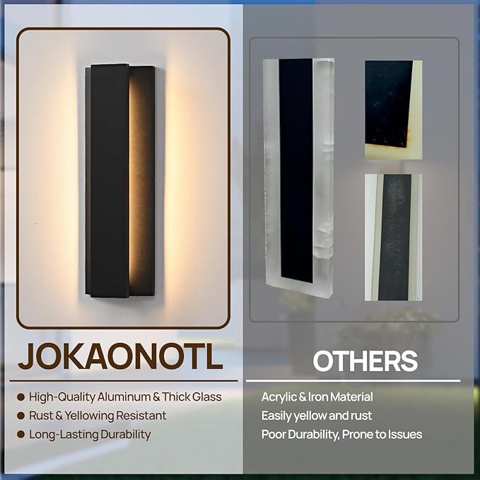 15.7 in Modern Outdoor Wall Light Fixtures 3000K LED Exterior Lighting Fixtures Long Black Outside Porch Light for House Garage Patio Door2 Pack