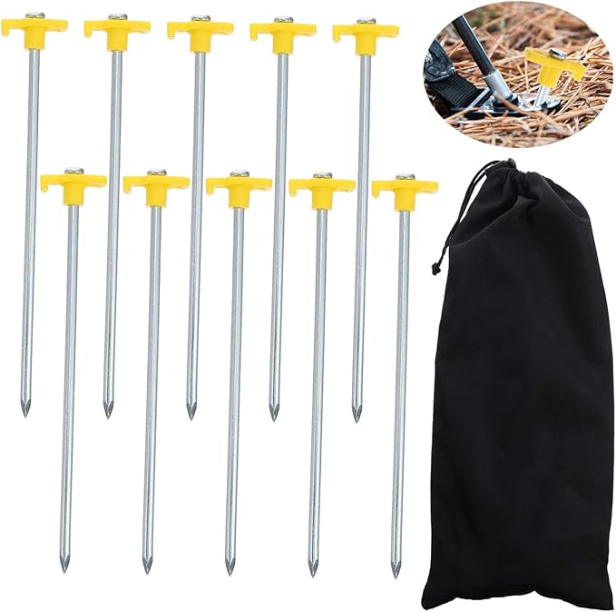 BESPORTBLE 10pcs Outdoor Camping Tent Stakes Heavy Duty Ground Pegs Lengthened Pull Tent Ground Nails for Garden Awnings Beach Canopy with Hook Design